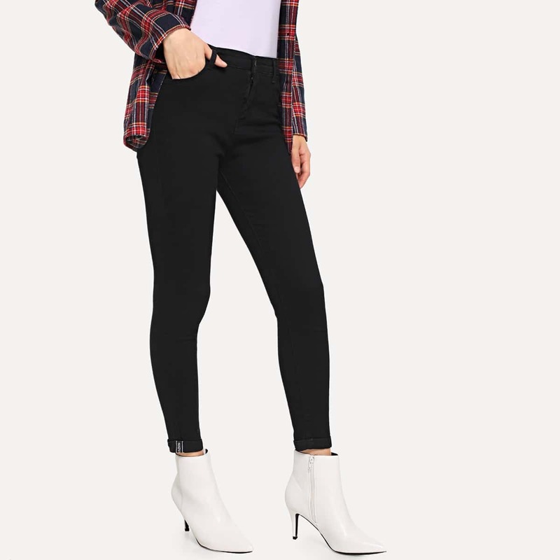 

Rolled Hem Jeans, Black