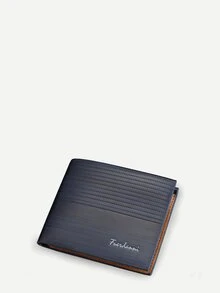Men Fold Over Wallet - Navy Blue - View 2