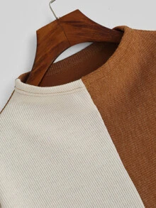 SHEIN Jersey tejido mixto bicolor - Multicolor - Ver 3