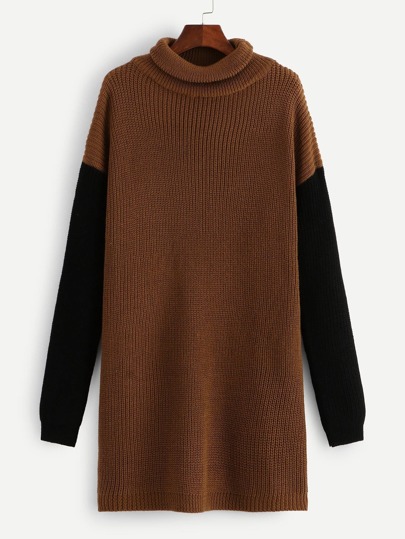 Color-Block Sleeve Longline Sweater pictures