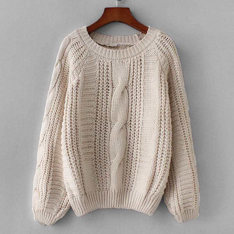 

Cable Knit Solid Jumper, Beige
