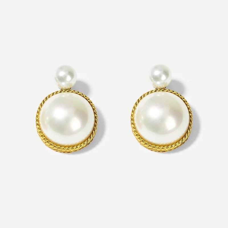 

Faux Pearl Contrast Drop Earrings 1pair, White