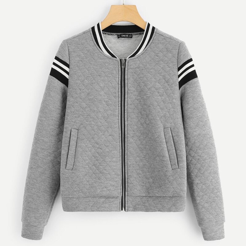 

Zip Up Striped Jacket, Grey