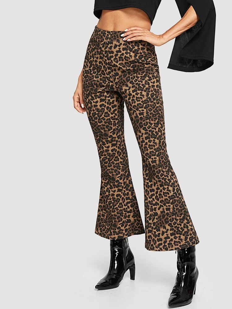 leopard flare pants