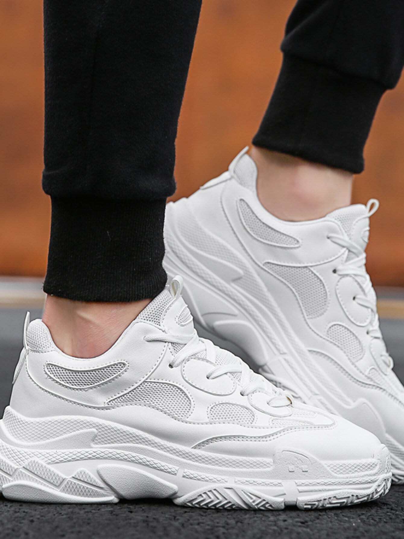 Hombre Bajo-Top Zapatillas Suela Alta Blanco
