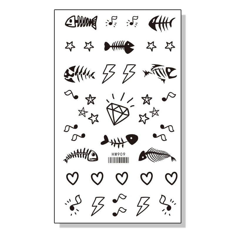

Mixed Pattern Tattoo Stickers One Sheet, Black