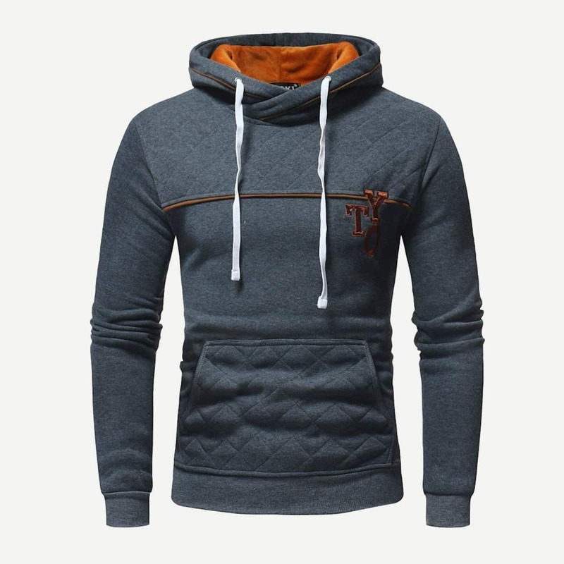 

Guys Embroidery Detail Hoodie, Grey