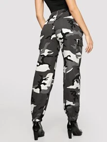 SHEIN Flap Pocket Side Camo Utility Trousers - Multicolor - View 2