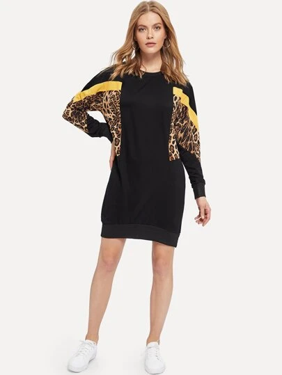 leopard sweatshirt dress