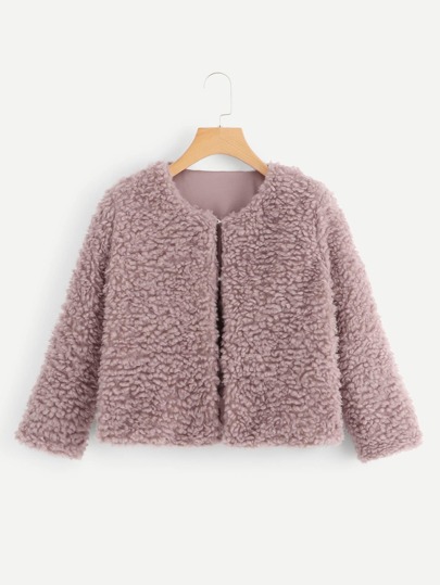 Solid Fluffy Teddy Coat