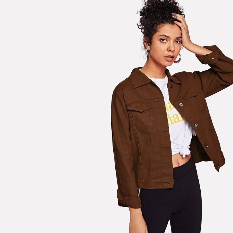 

Dual Pocket Denim Jacket, Brown