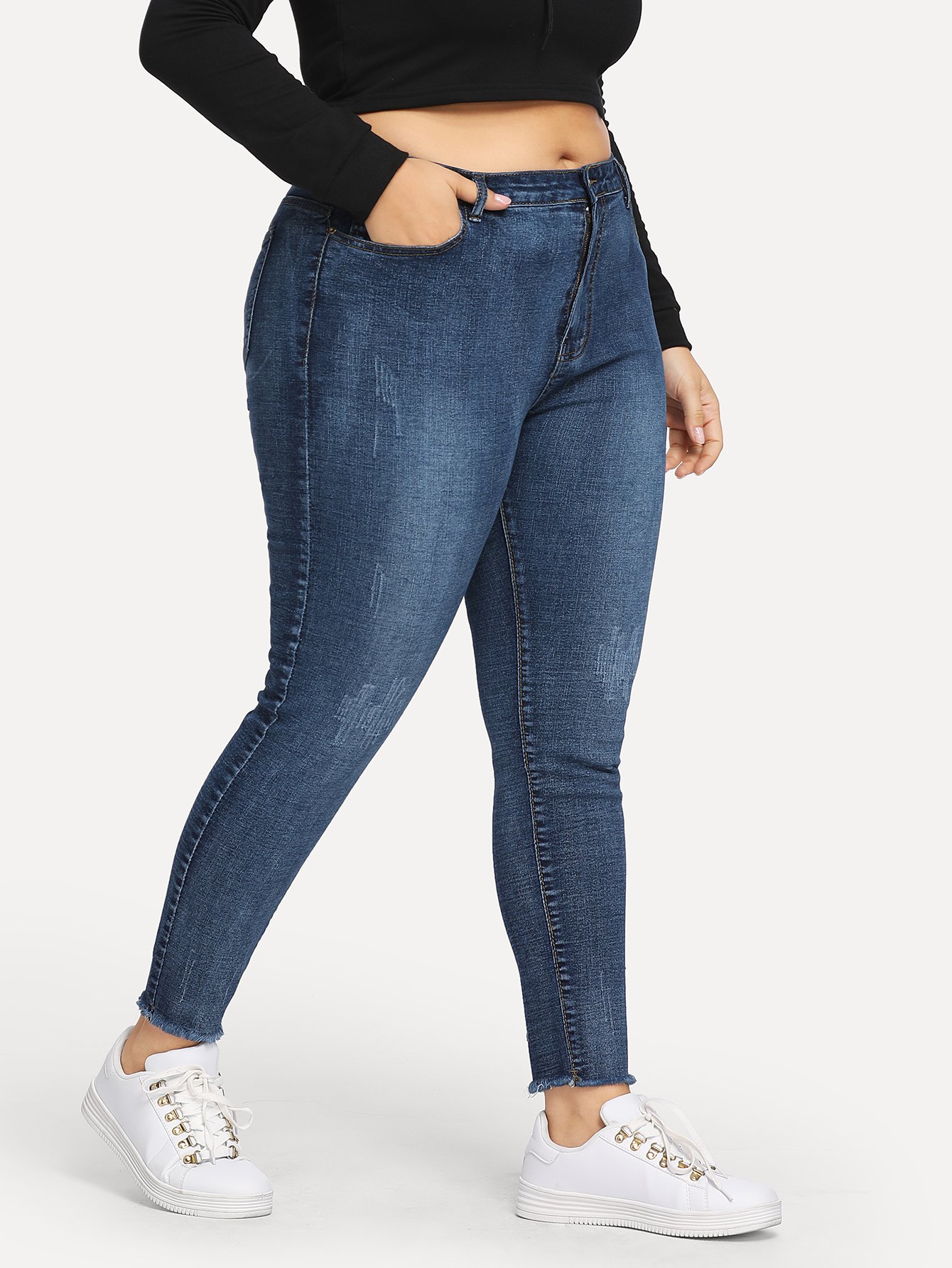 Plus Raw Hem Jeggings | SHEIN