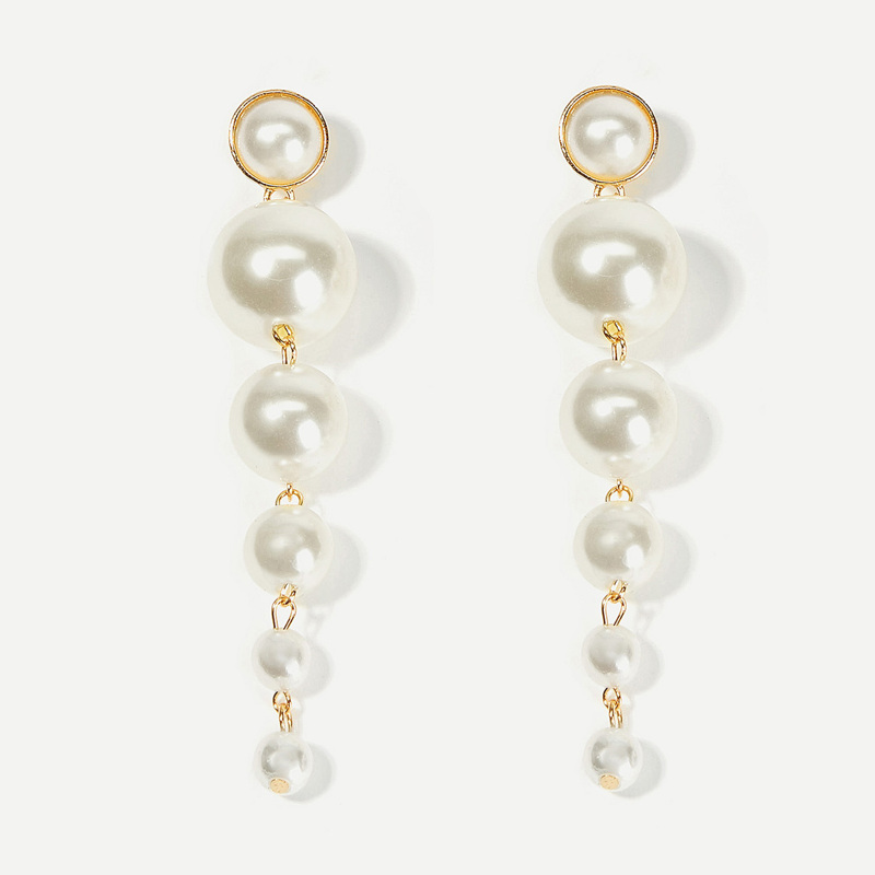 

Layered Faux Pearl Drop Earrings 1pair, Beige