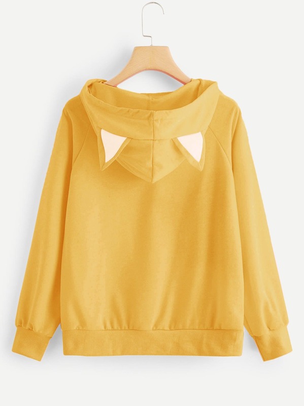 Cat Print Hooded Sweatshirt SHEIN USA