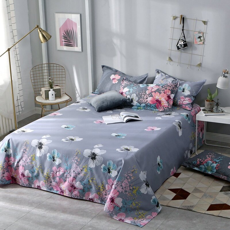 

Flower Print Flat Sheet 1PC, Grey