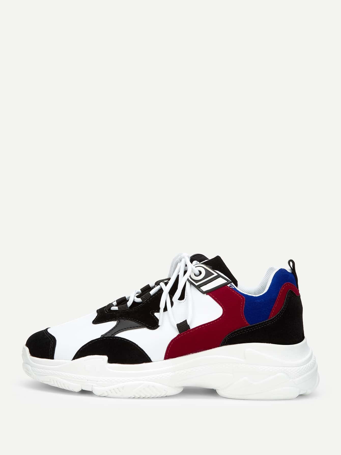 Men Lace Up Chunky Sole Trainers
