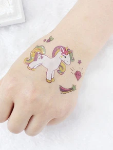 4 hojas de Tatuajes temporales con patrones de animales de dibujos animados para muñeca y Body - Multicolor - Ver 3