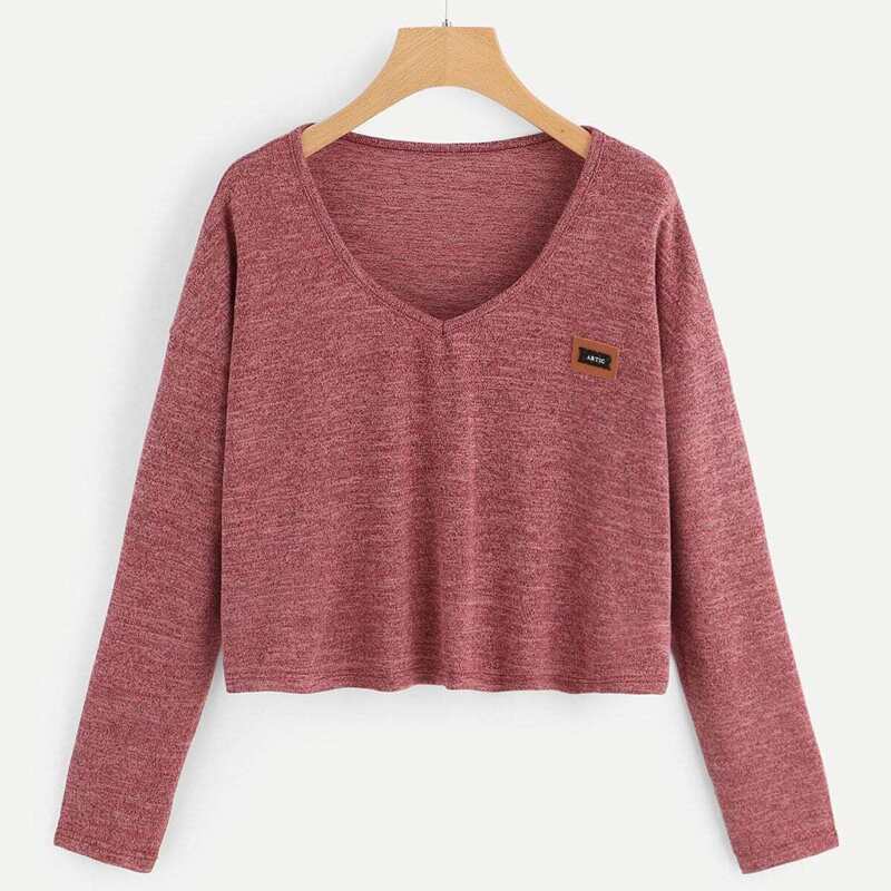 

V Neck Solid Tee, Red