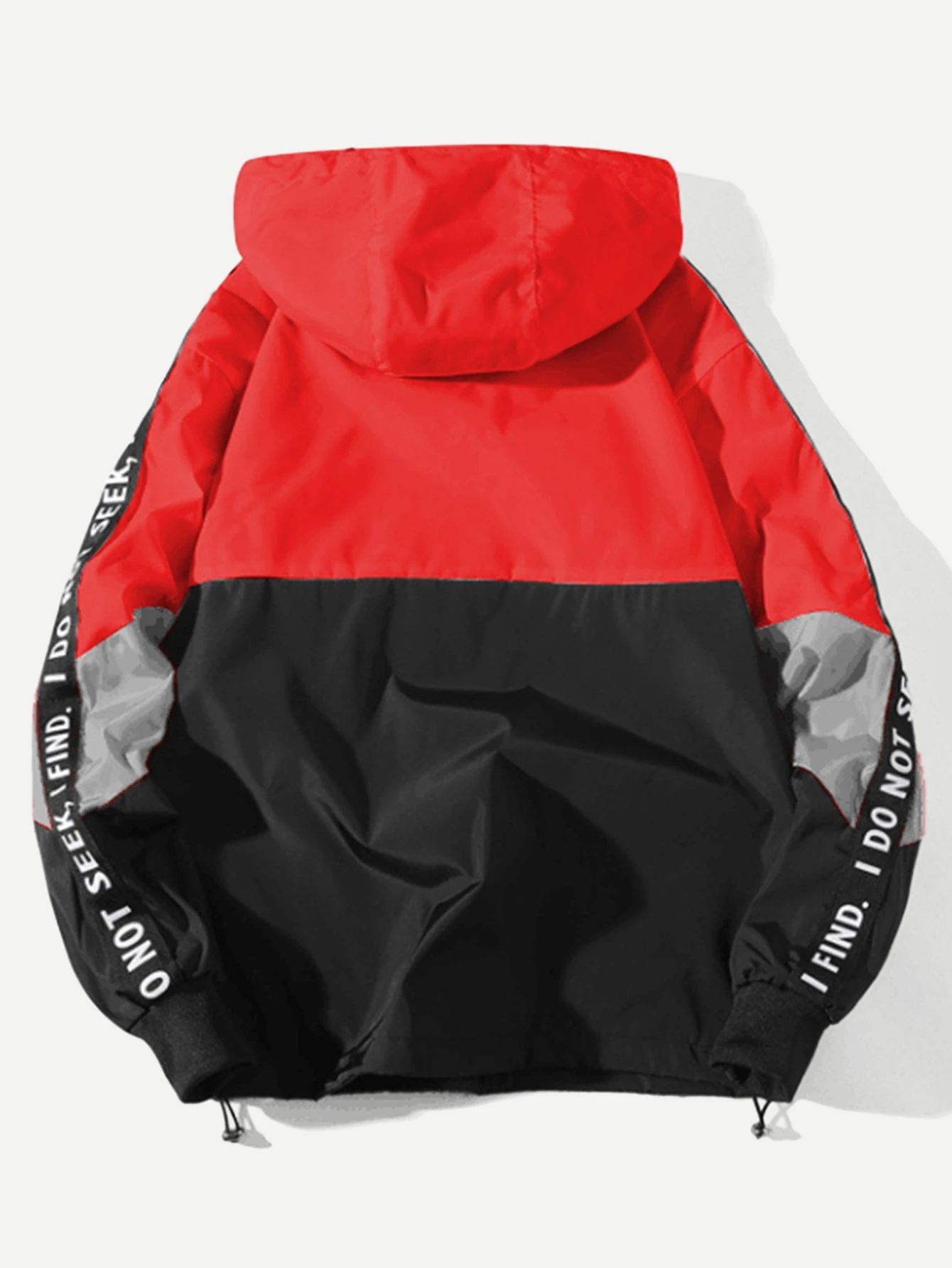 Men Color Block Letter Print Hooded Jacket Shein In