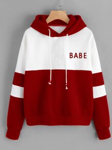 Color Block Drawstring Hoodie