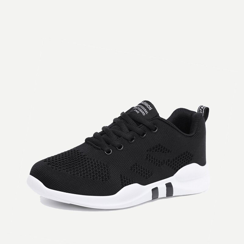 

Lace-up Knit Sneakers, Black