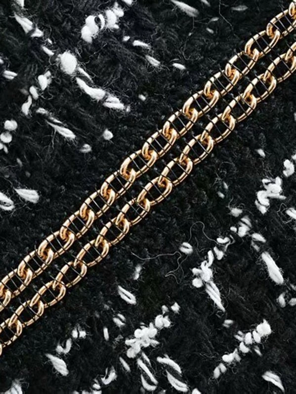 mock neck tweed jumpsuit