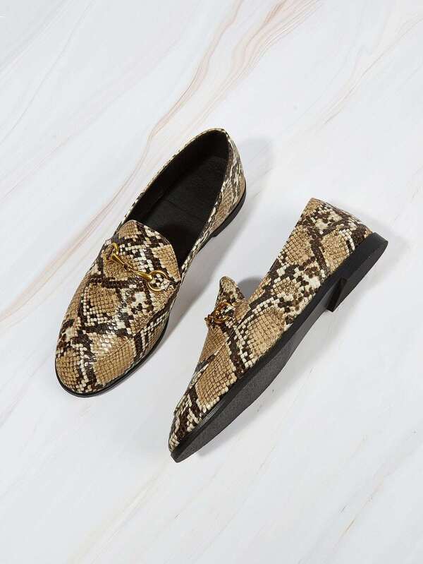 snakeskin print flats