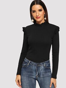 Frill Trim Solid Tee