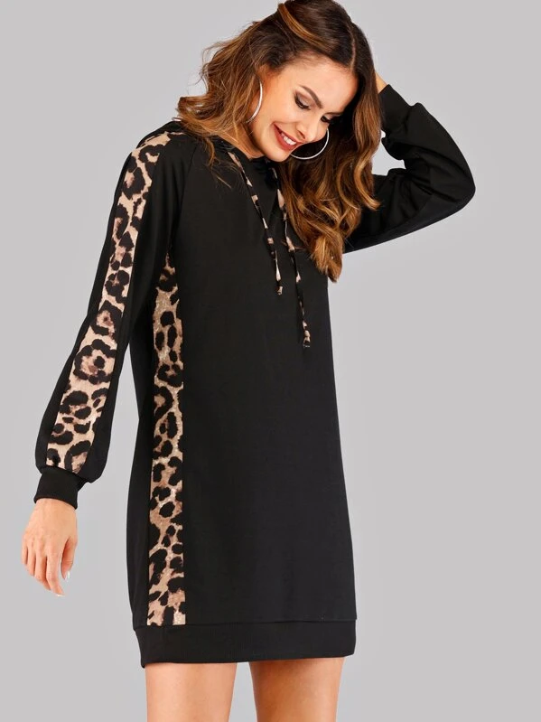 leopard sweatshirt dress