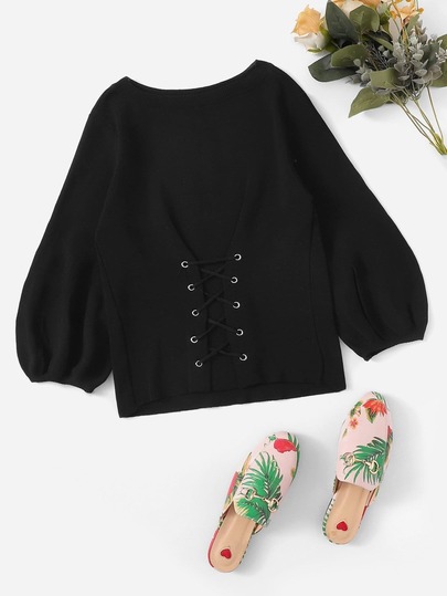Criss-cross Bishop Sleeve Sweater