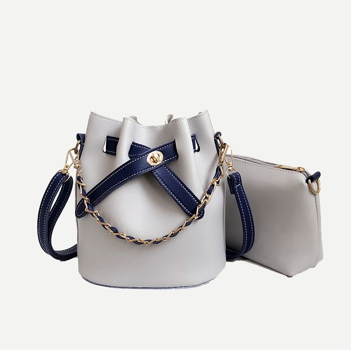 

PU Bucket Bag With Clutch, Light grey