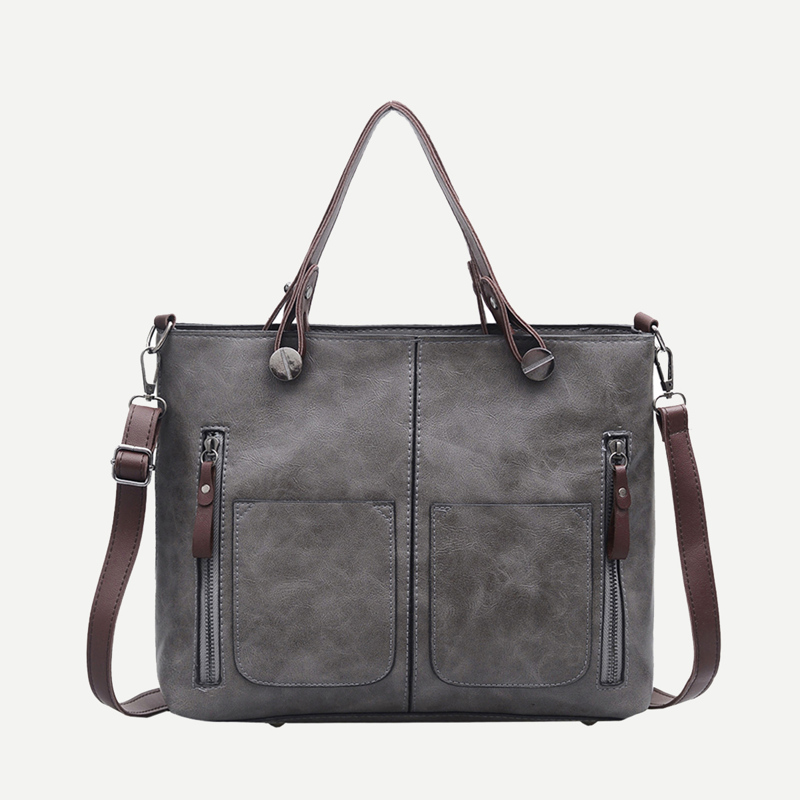 

Double Zipper Tote Bag, Dark grey