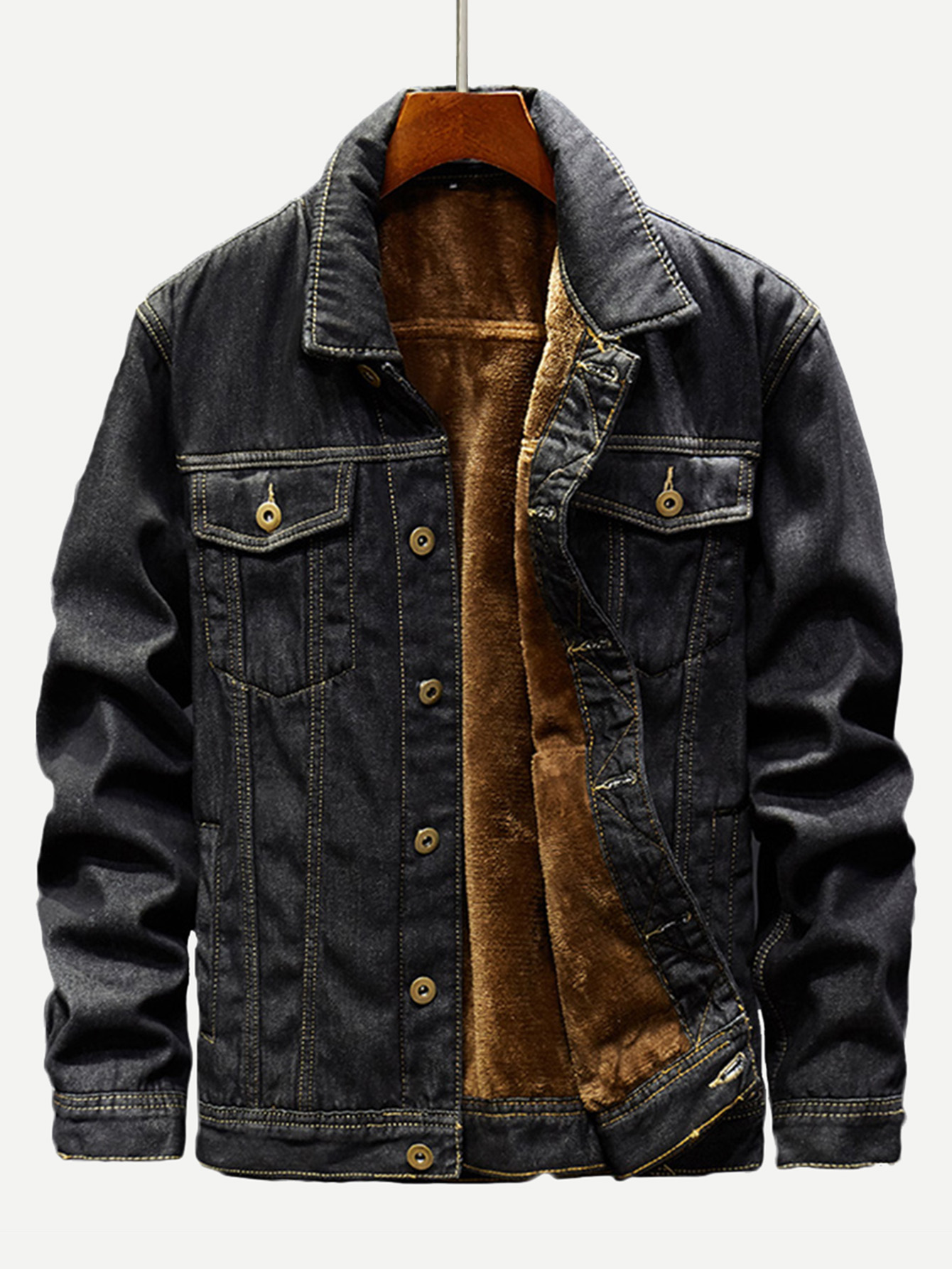 Men Fleece Lined Denim Jacket