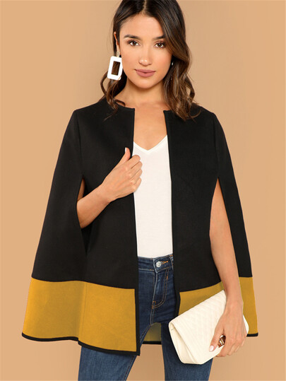 Two Tone Open Front Cape Coat pictures