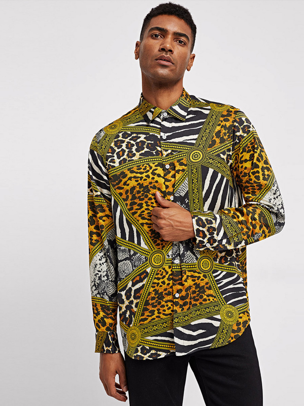 Men Mixed Animal Print Shirt Shein Uk Shein Men Mixed Animal Print Shirt