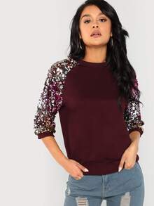 Sequin Raglan Sleeve Sweatshirt