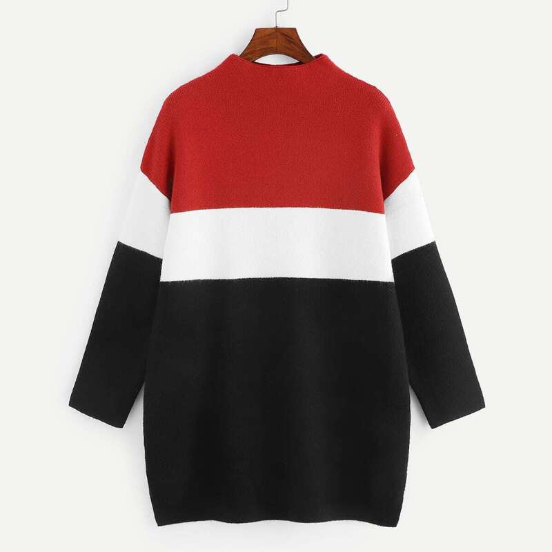 

Color-block Longline Sweater, Multicolor