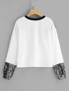 SHEIN 撞色蛇紋印花套頭衫 - 彩色 - 查看 2
