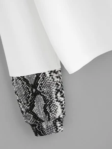 SHEIN 撞色蛇紋印花套頭衫 - 彩色 - 查看 3