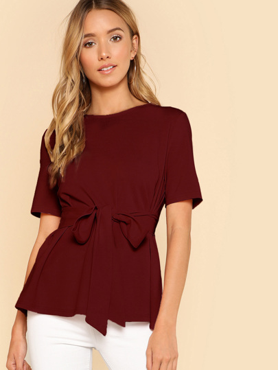 Self Belt Keyhole Back Solid Top pictures