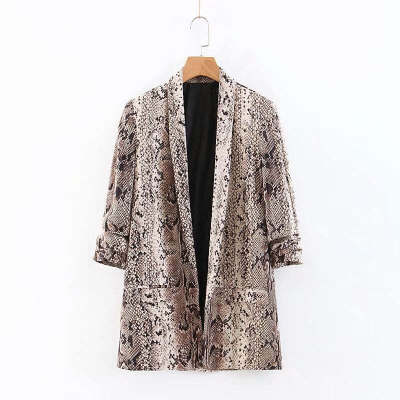 

Dual Pocket Snakeskin Print Blazer, Multicolor