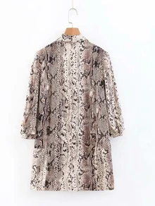 SHEIN LUNE Dual Pocket Snakeskin Print Blazer - Multicolor - View 2