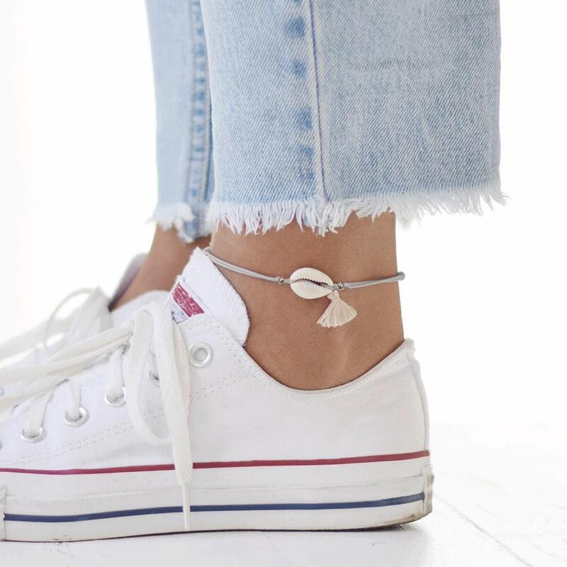 

Shell & Tassel Charm Anklet, Multicolor