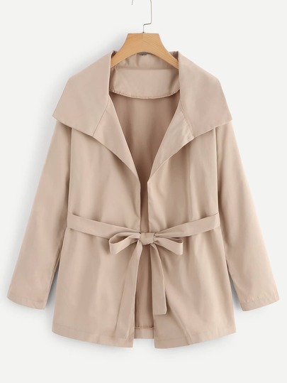 Knot Front Waterfall Neck Outerwear