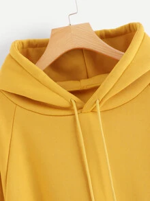 Capucha con bolsillo de canguro de manga raglán - Amarillo - View 4