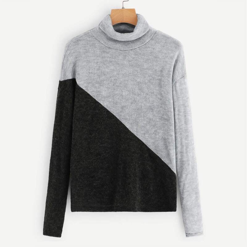 

Contrast Panel High Neck Jumper, Multicolor