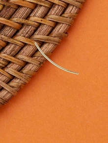 Sterling Curve Bar Stud Earrings - Yellow Gold - View 2