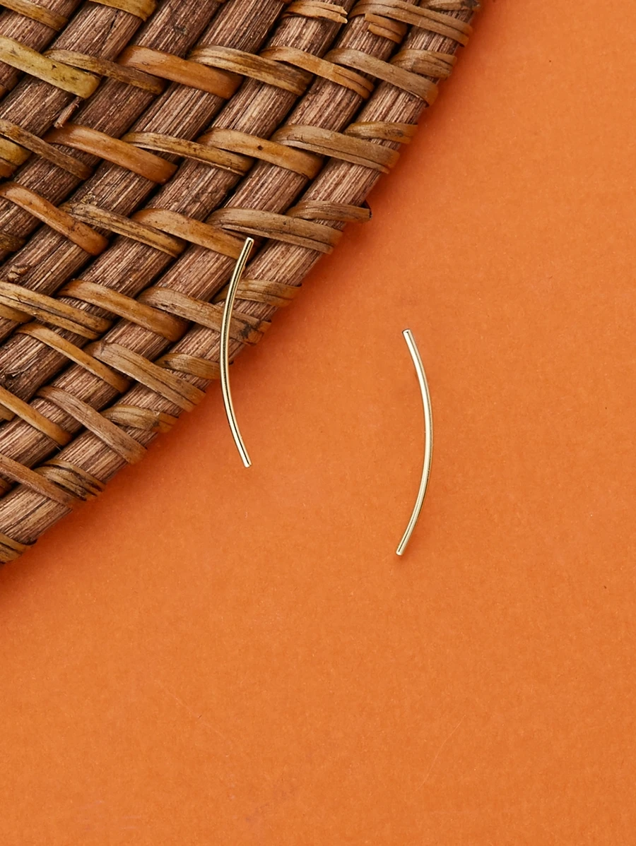 Sterling Curve Bar Stud Earrings - Yellow Gold - View 1