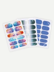 閃亮漸變指甲貼3sheets與指甲銼3包 - 彩色 - 查看 2