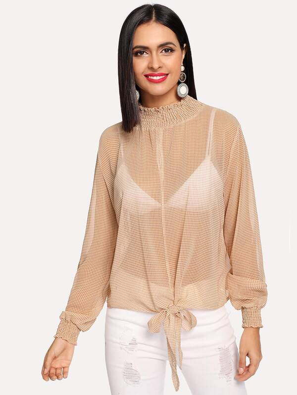 beige sheer top